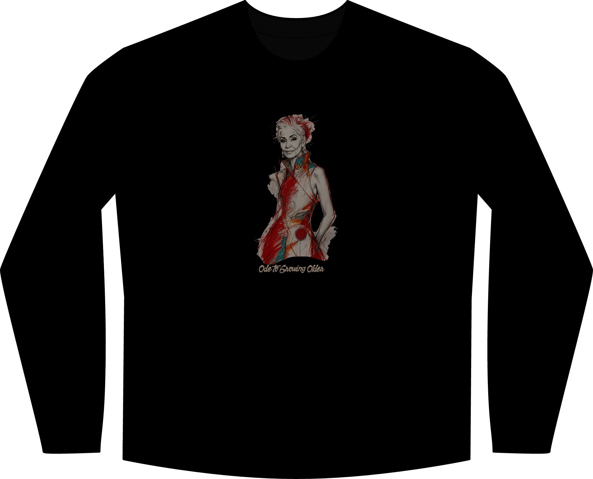 Artistic Senior Women Long Sleeve Black Tee - Ode