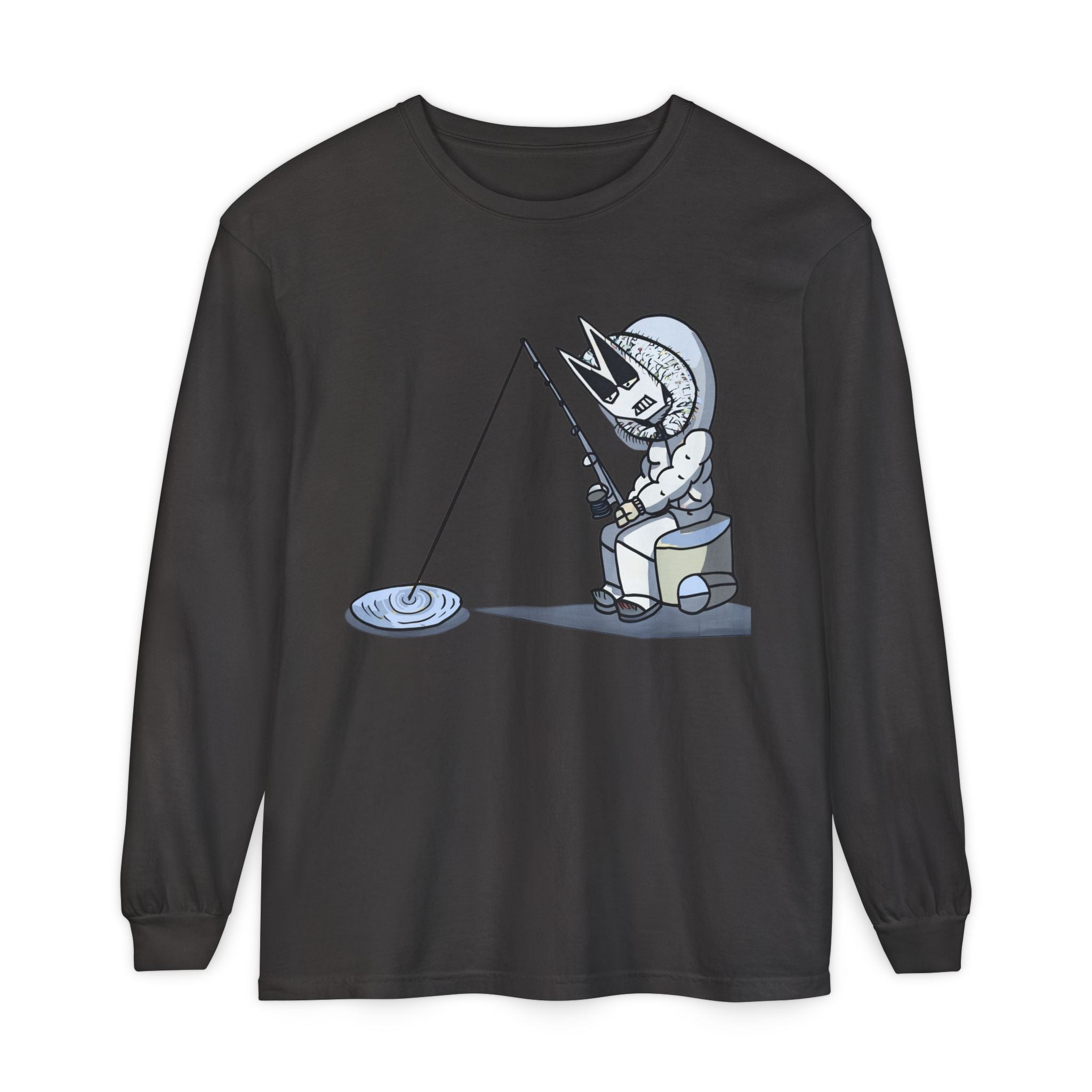 Lone Fisher Long Sleeve Tee — Cute Space Fisherman Graphic