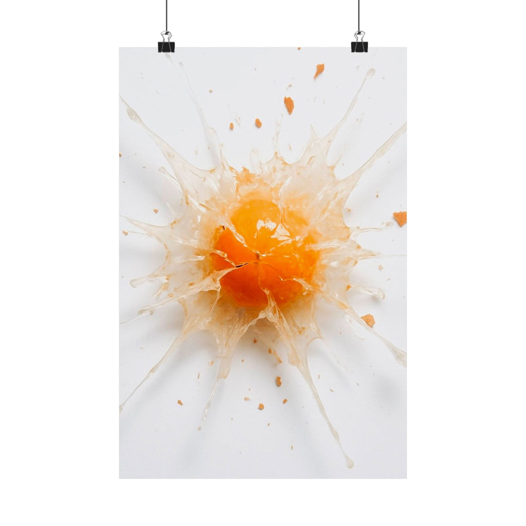 Vibrant Splash Egg Satin Poster Art Print, Kitchen Decor