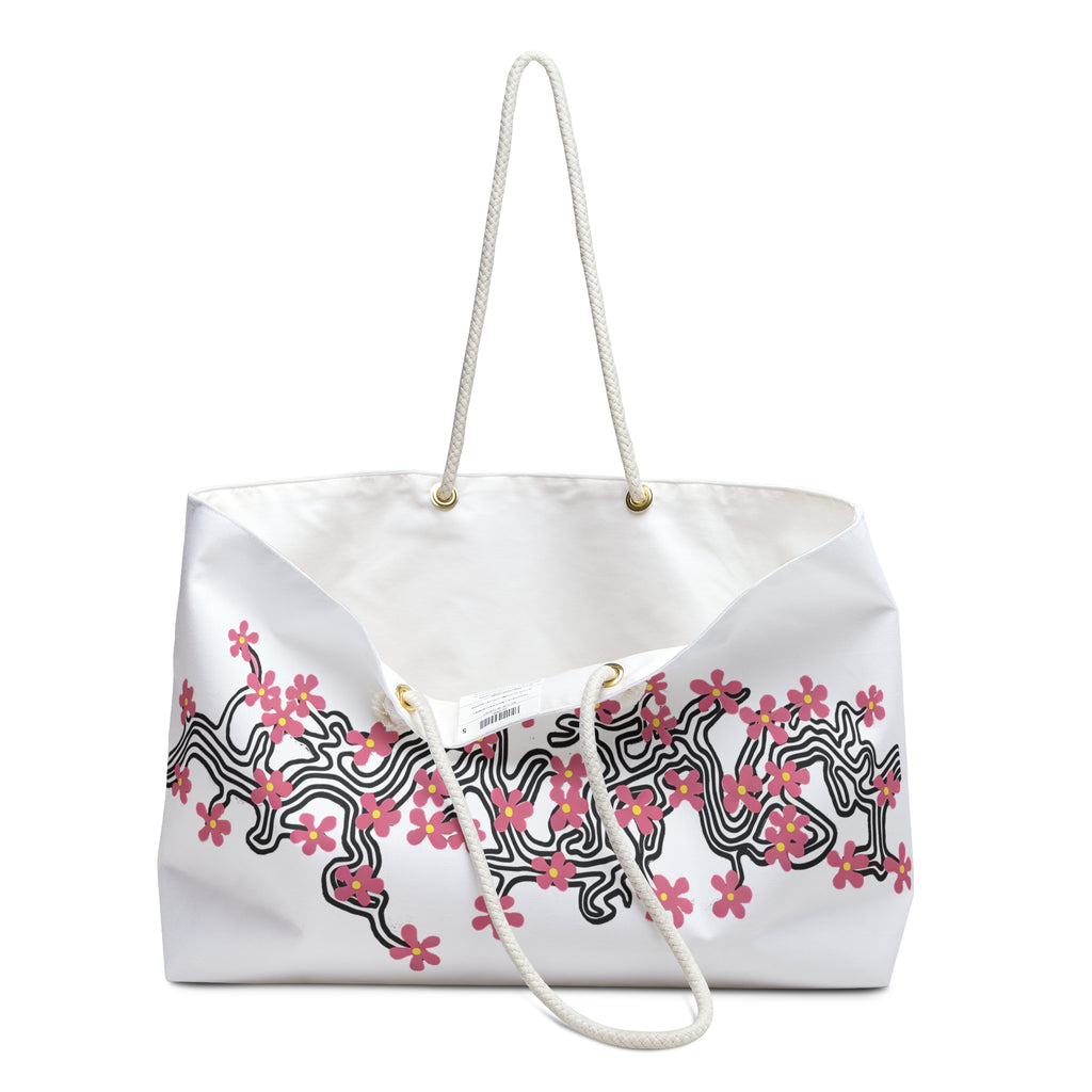 Floral Maze Weekender Bag — Pink Blossom Travel Tote