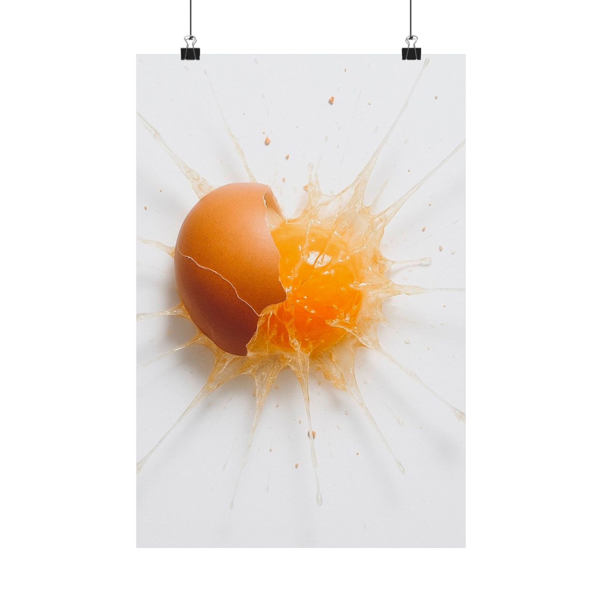 Exploding Egg Splash Art Print – Modern Minimalist Food Photography Poster