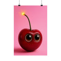 Cute Cherry Poster, Whimsical Art Print, Kids Room Decor, Playful Wall Art