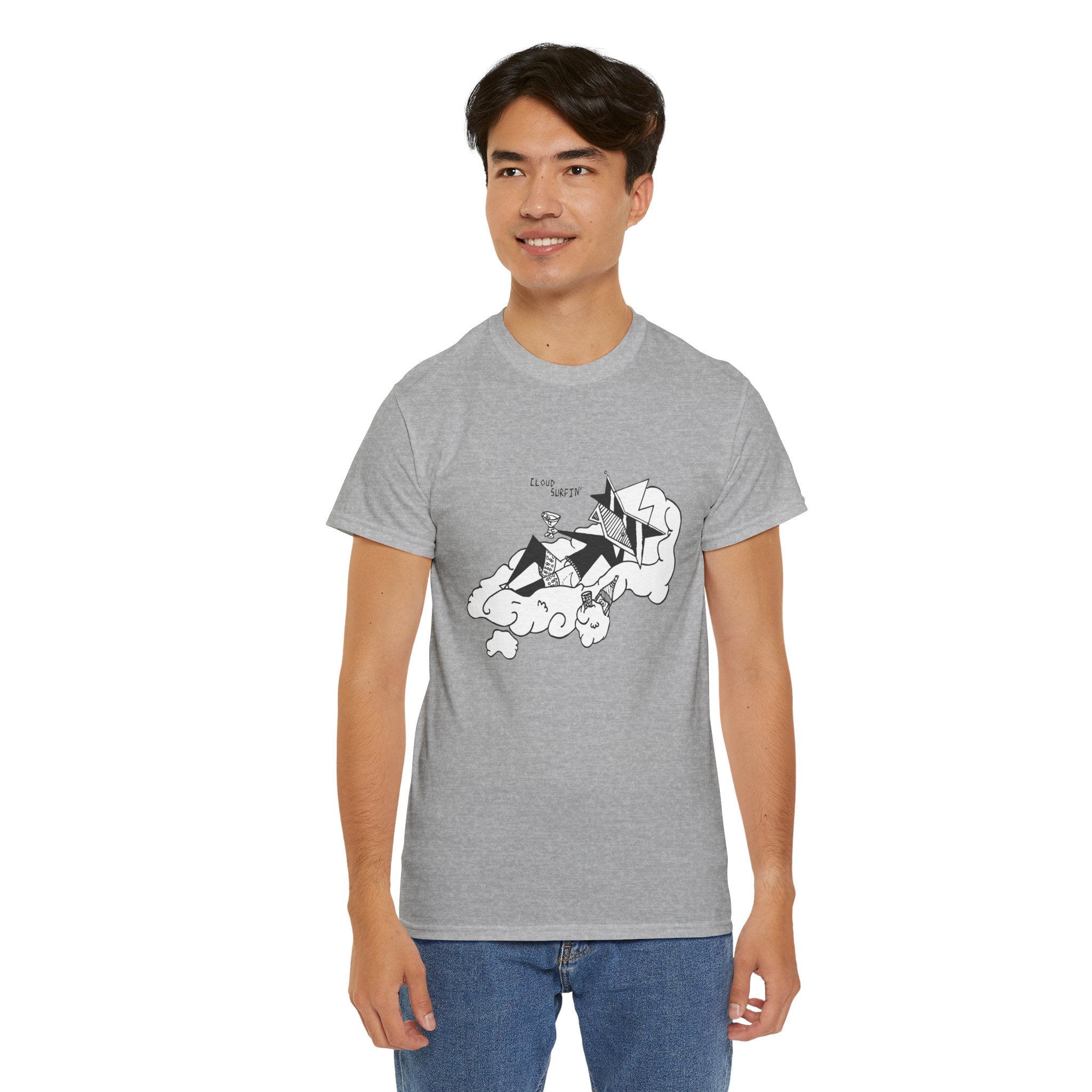 T-Shirt for teen — Minimalist Cloud Surfer Illustration Tee