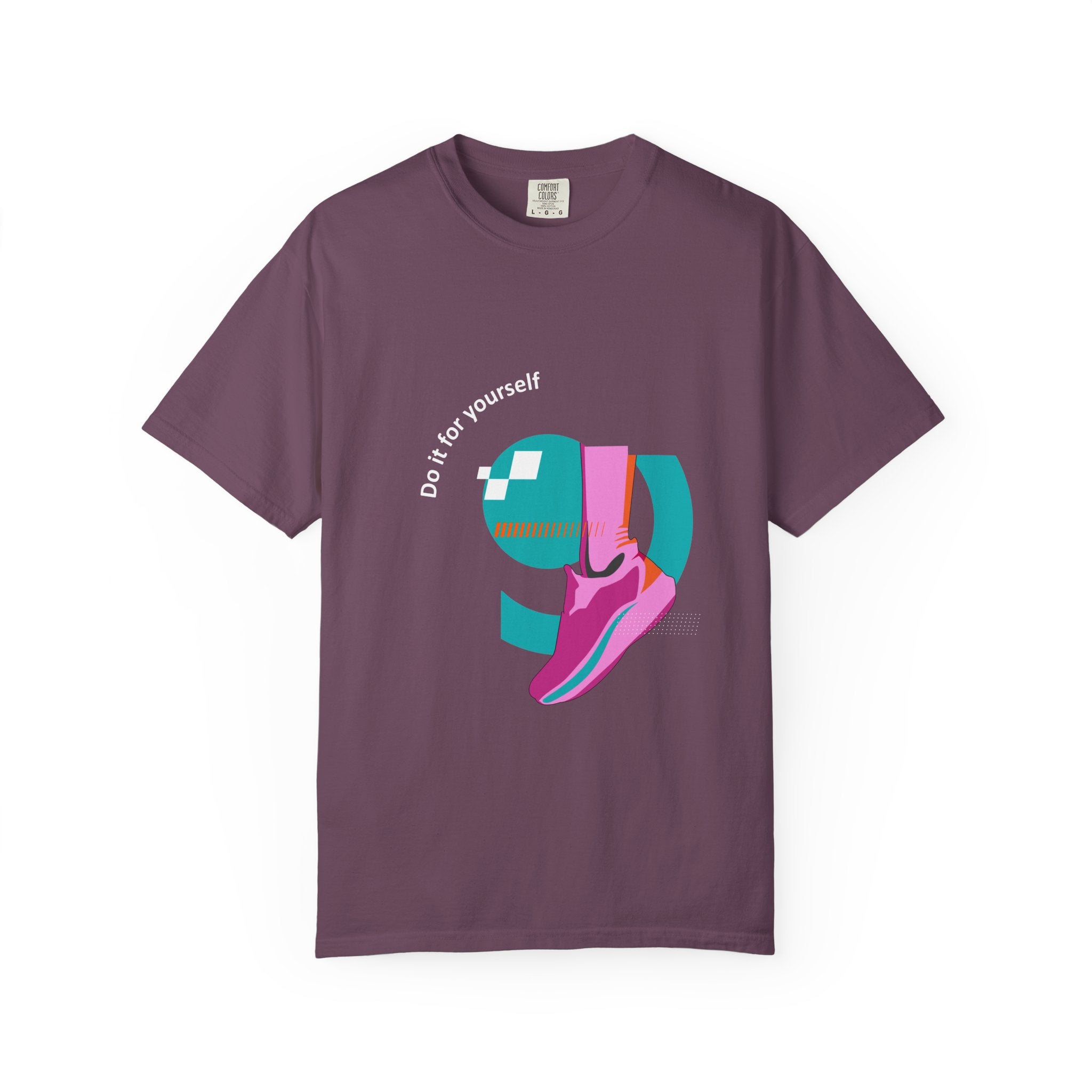 Sneaker Groove T-Shirt — Retro Pink & Teal Shoe Graphic