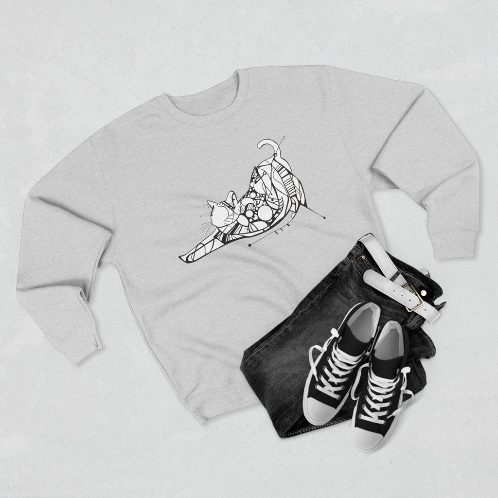 Sweat-shirt ras du cou à motif minimaliste de chat 