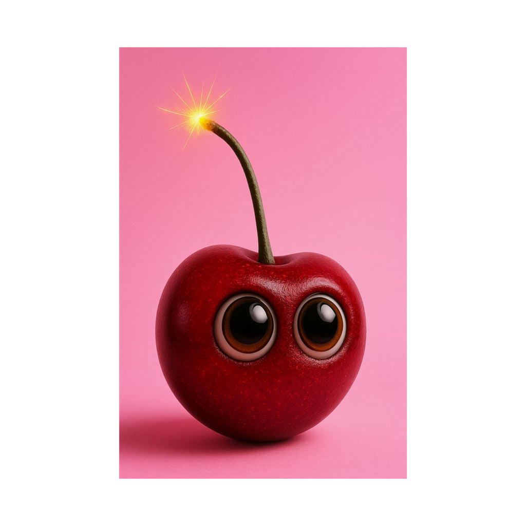Cute Cherry Poster, Whimsical Art Print, Kids Room Decor, Playful Wall Art