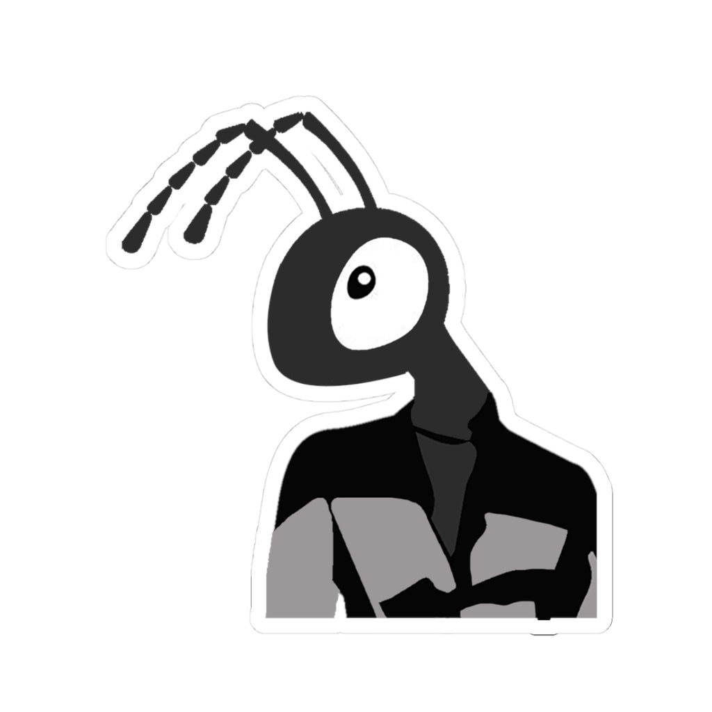 Minimalist Weird-Cute Kiss-Cut Sticker — Black & White  Character