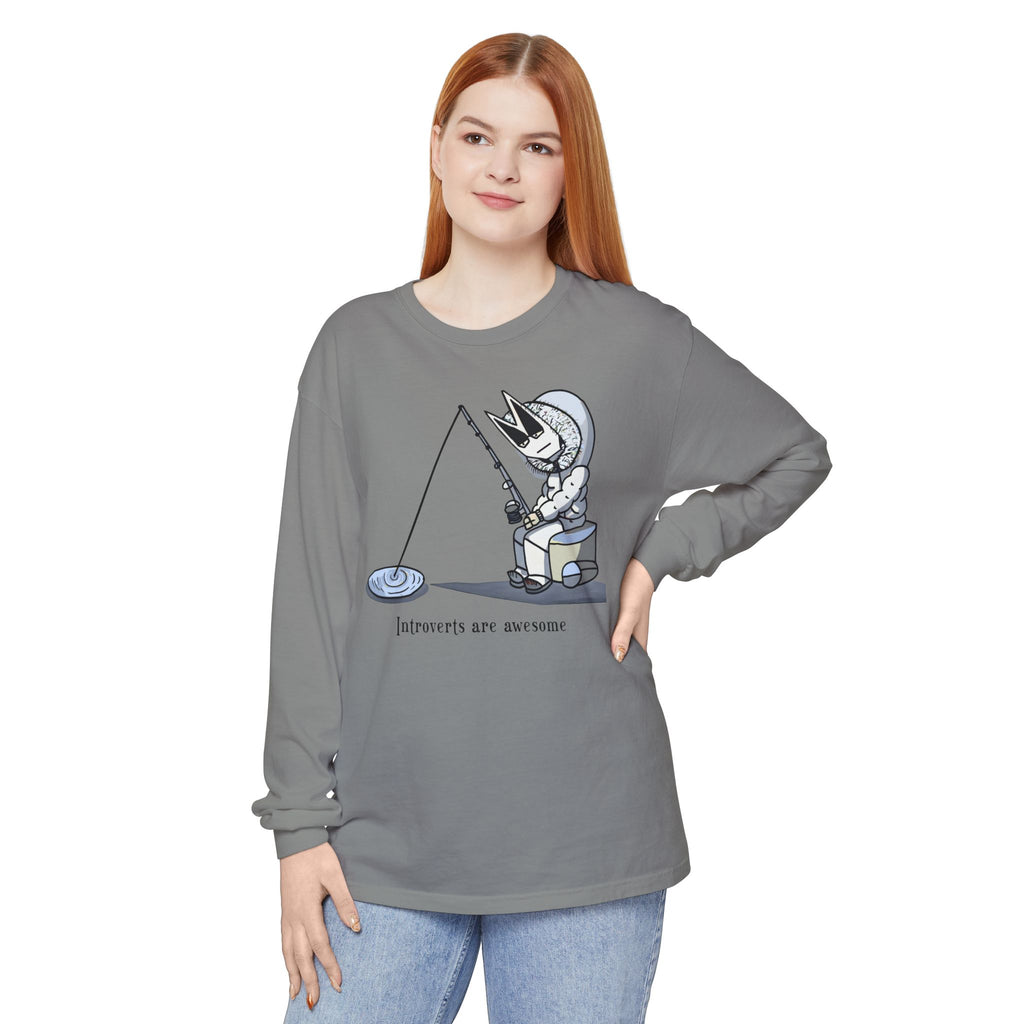 T-shirt à manches longues Lone Fisher — Motif graphique mignon de pêcheur de l'espace