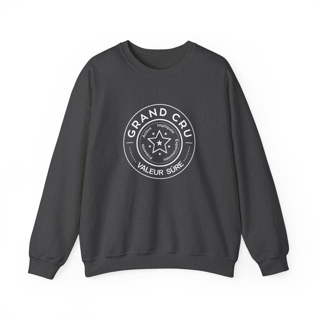 Grand Cru Sweatshirt White Logo — Comfortable 'Grandmothers Get Better With Time' Crewneck