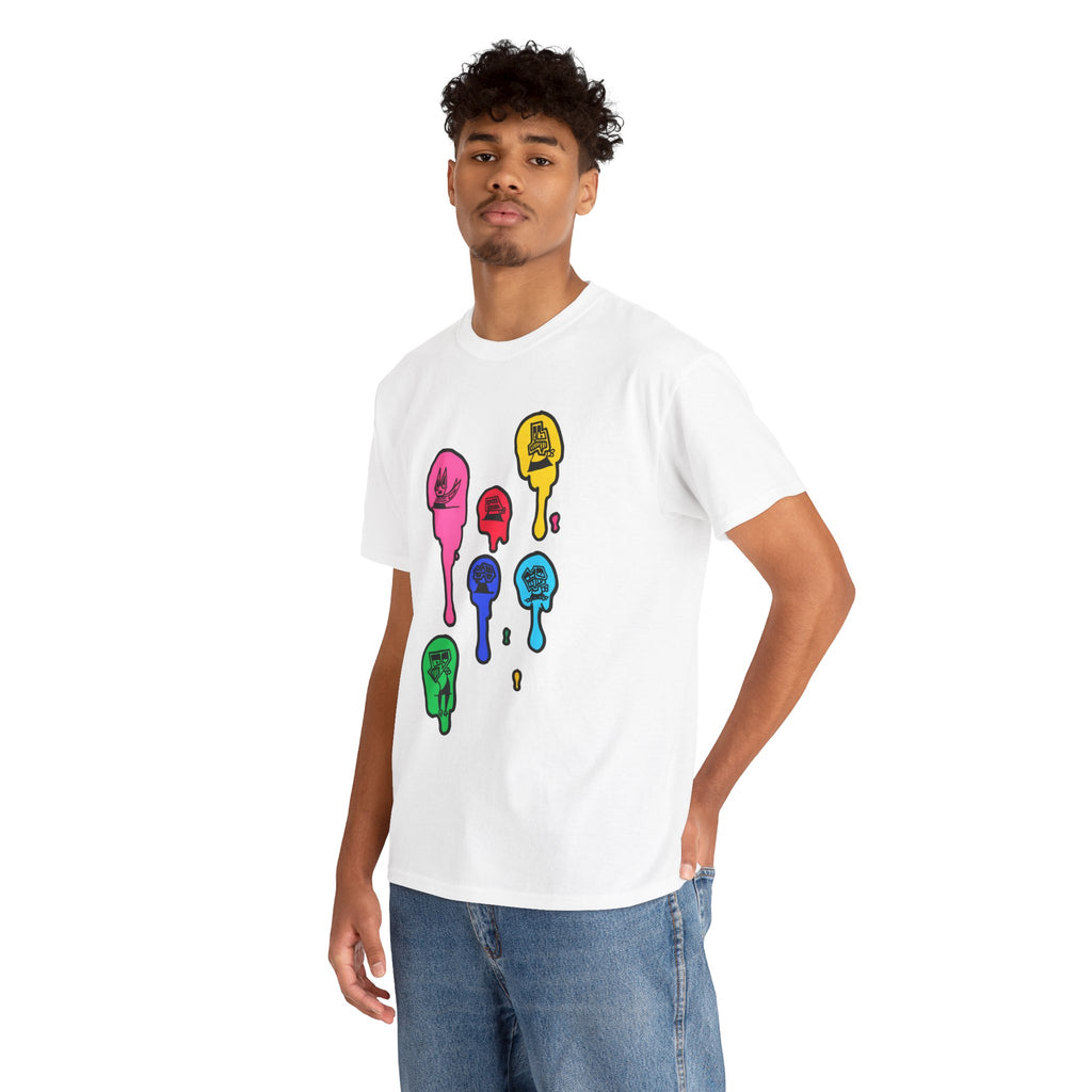 Dripping Fun Team Graphic Tee — Colorful Melting Art T-Shirt