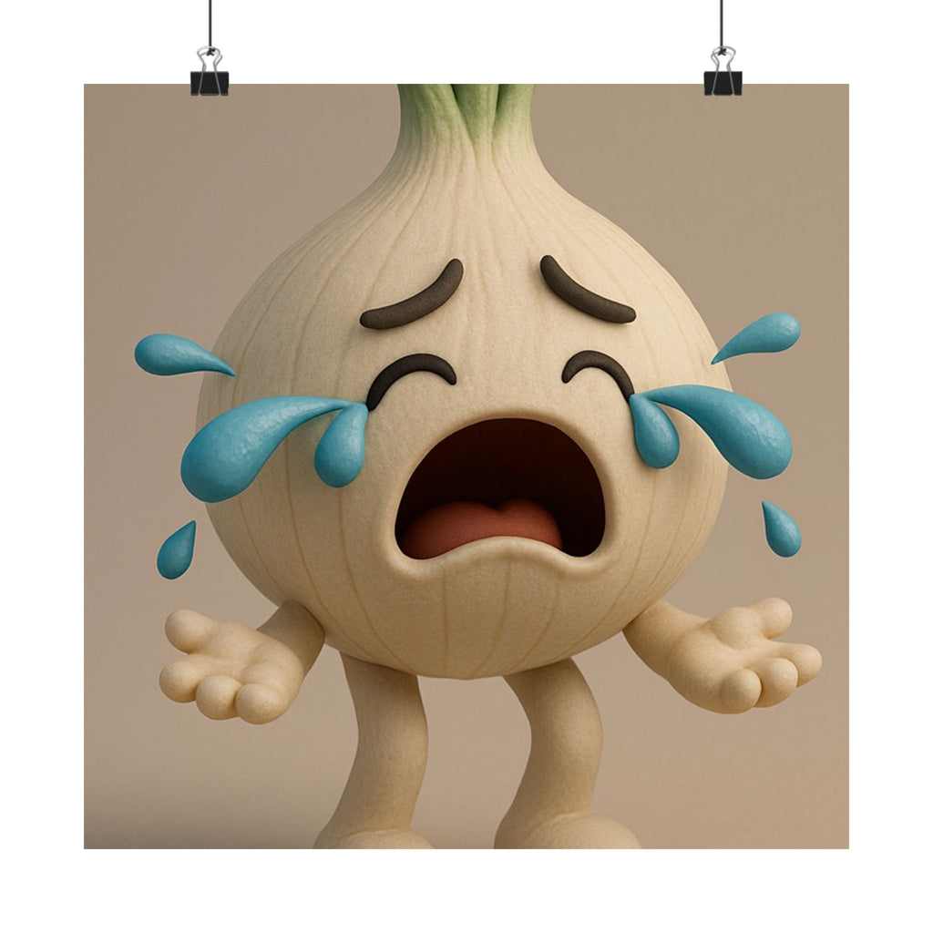 Crying Onion Kitchen Print — Matte Square Poster (Foodie Wall Art)