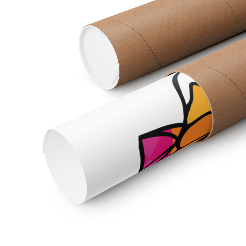 Abstract Floral Art Poster — Bold Geometric Bouquet Matte Vertical Print