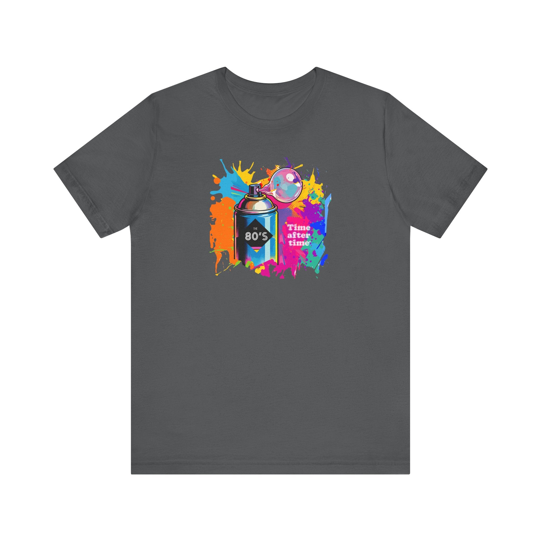 Vibrant retro tee celebrating 80’s pop culture, TIME AFTER TIME, Streetwear, Casual Wear, Colorful Style