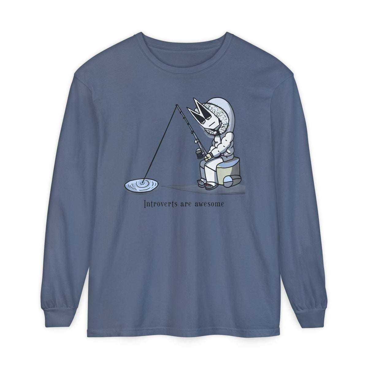 T-shirt à manches longues Lone Fisher — Motif graphique mignon de pêcheur de l'espace