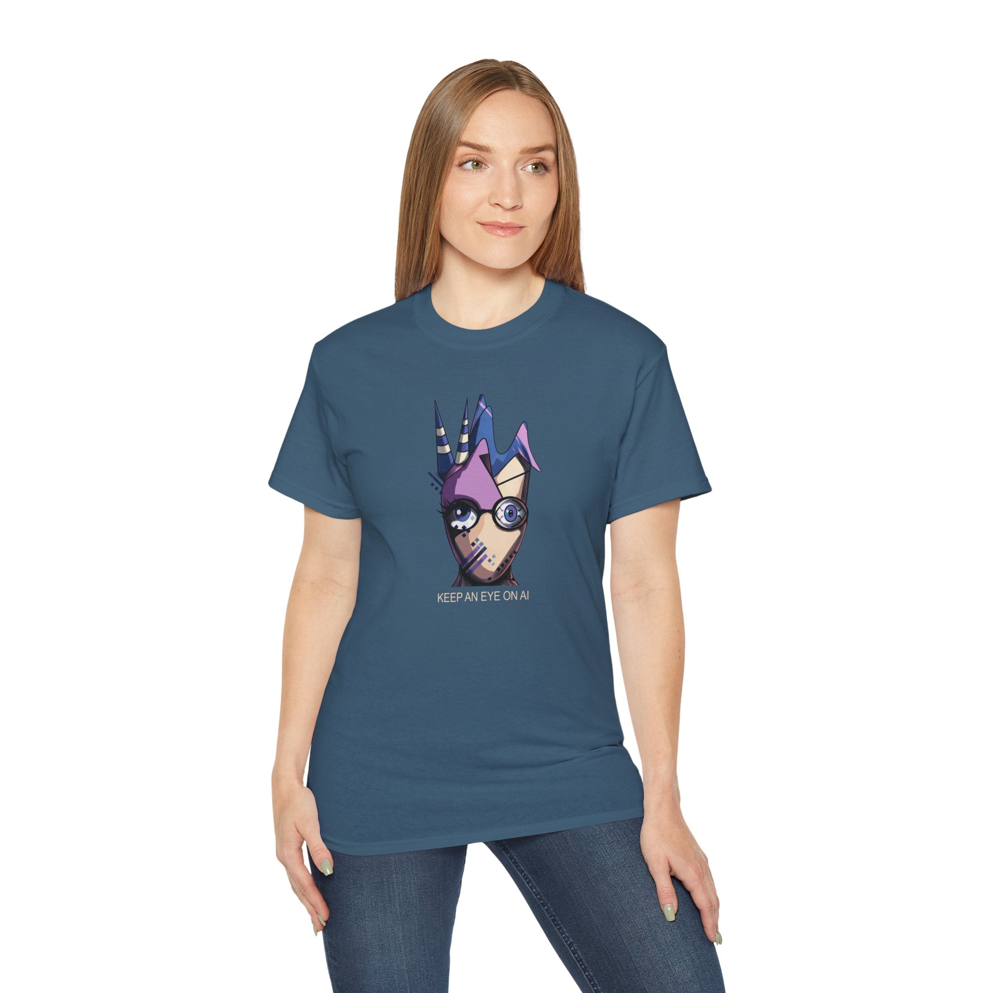 Keep An Eye On AI — T-shirt graphique cyberpunk original