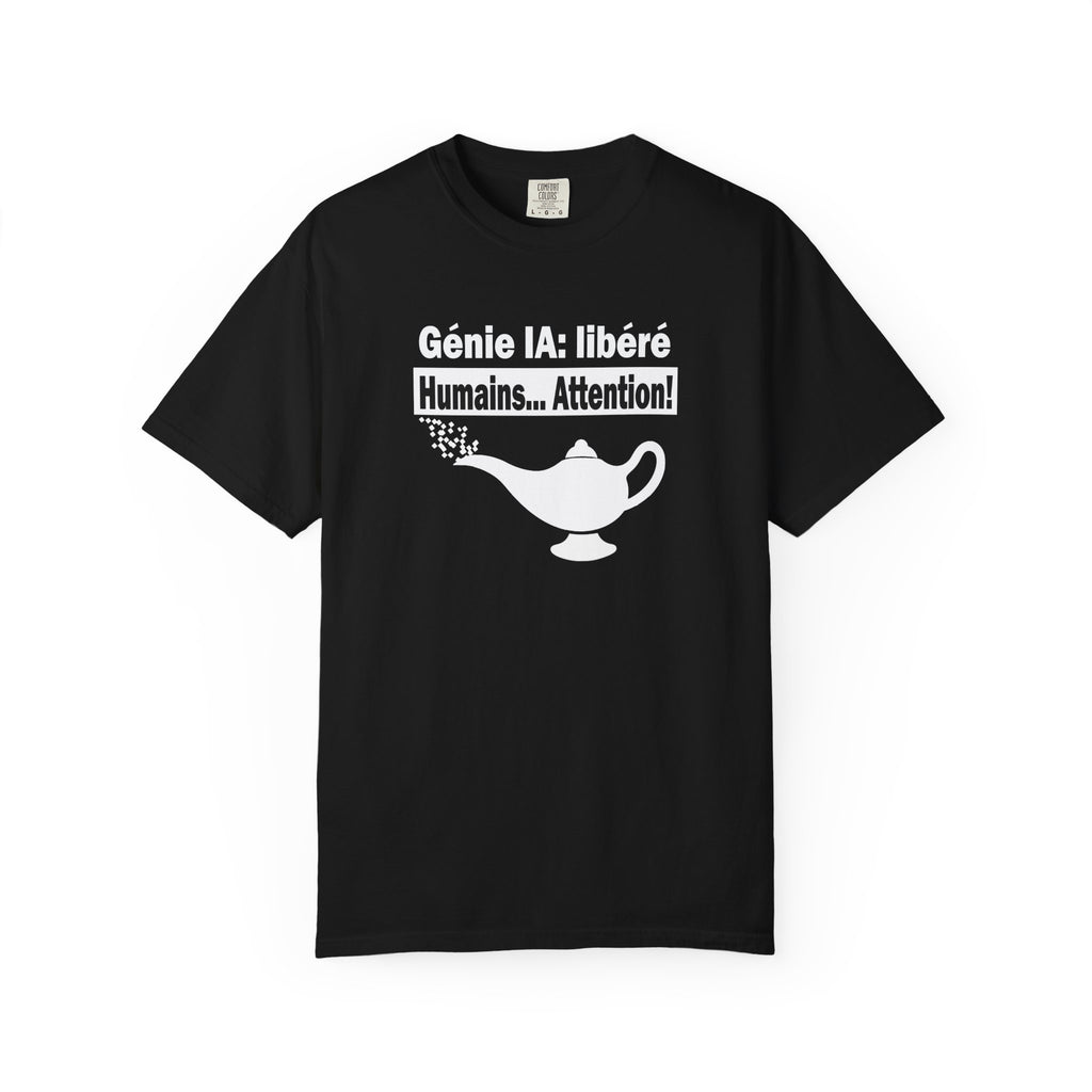 T-Shirt noir -Génie IA libéré-  Humour