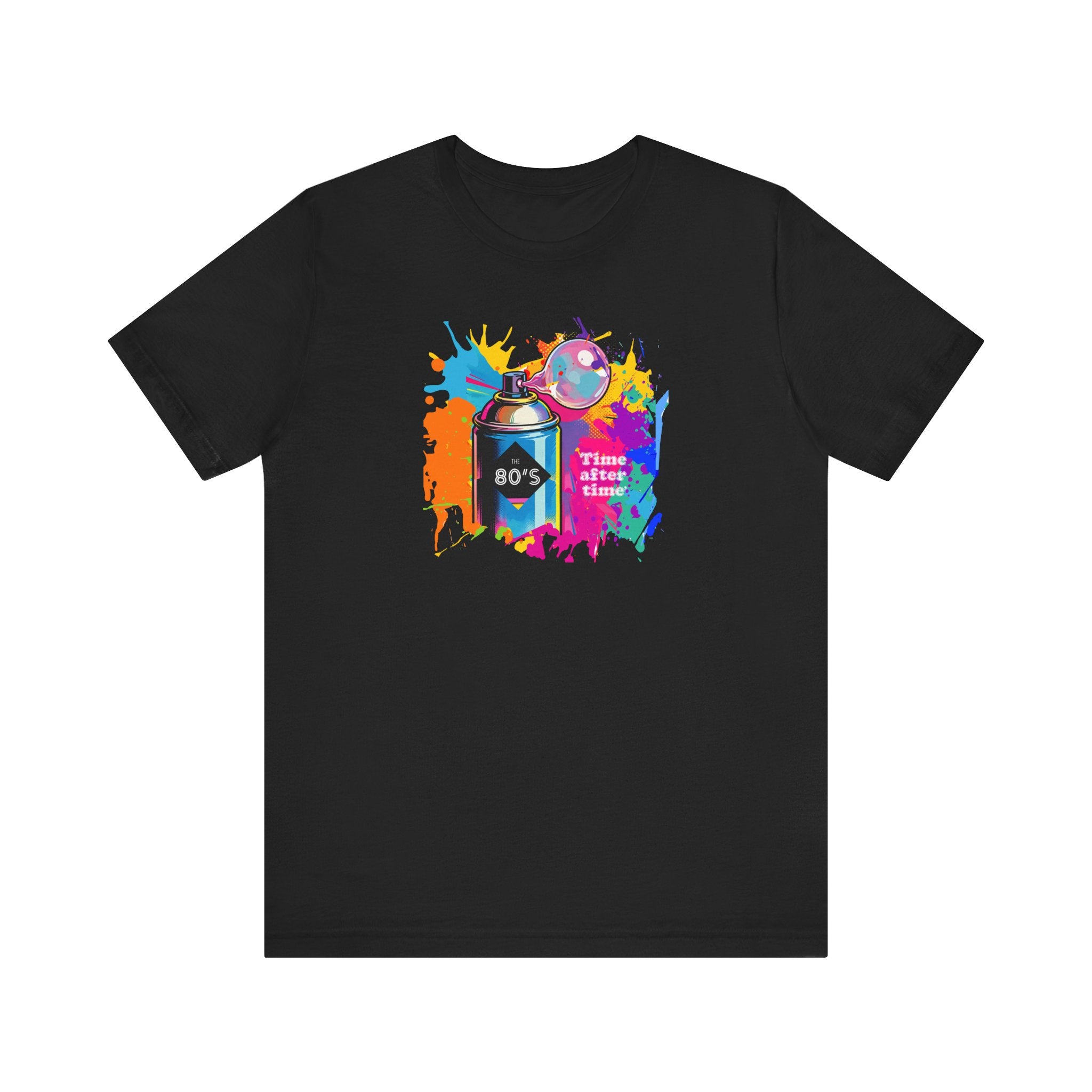 Vibrant retro tee celebrating 80’s pop culture, TIME AFTER TIME, Streetwear, Casual Wear, Colorful Style