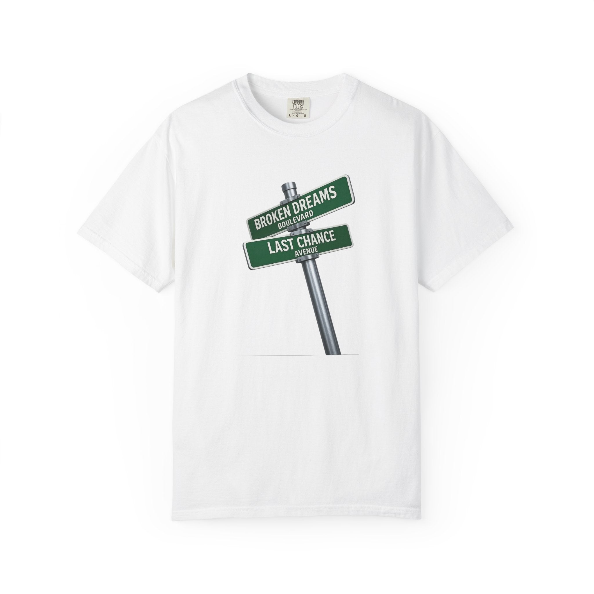 Broken Dreams Blvd x Last Chance Ave T-Shirt — Minimalist Crossroads Graphic