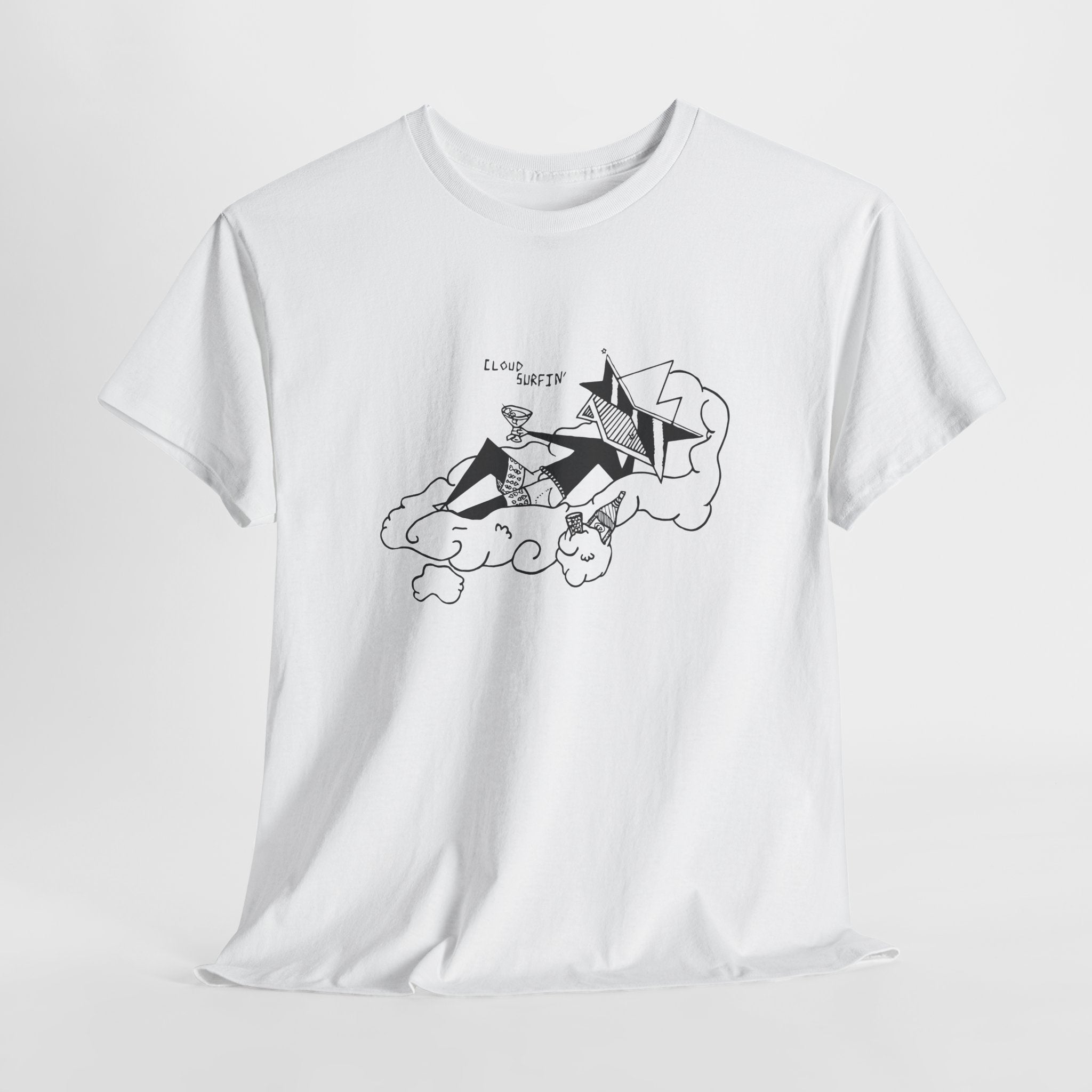 T-Shirt for teen — Minimalist Cloud Surfer Illustration Tee