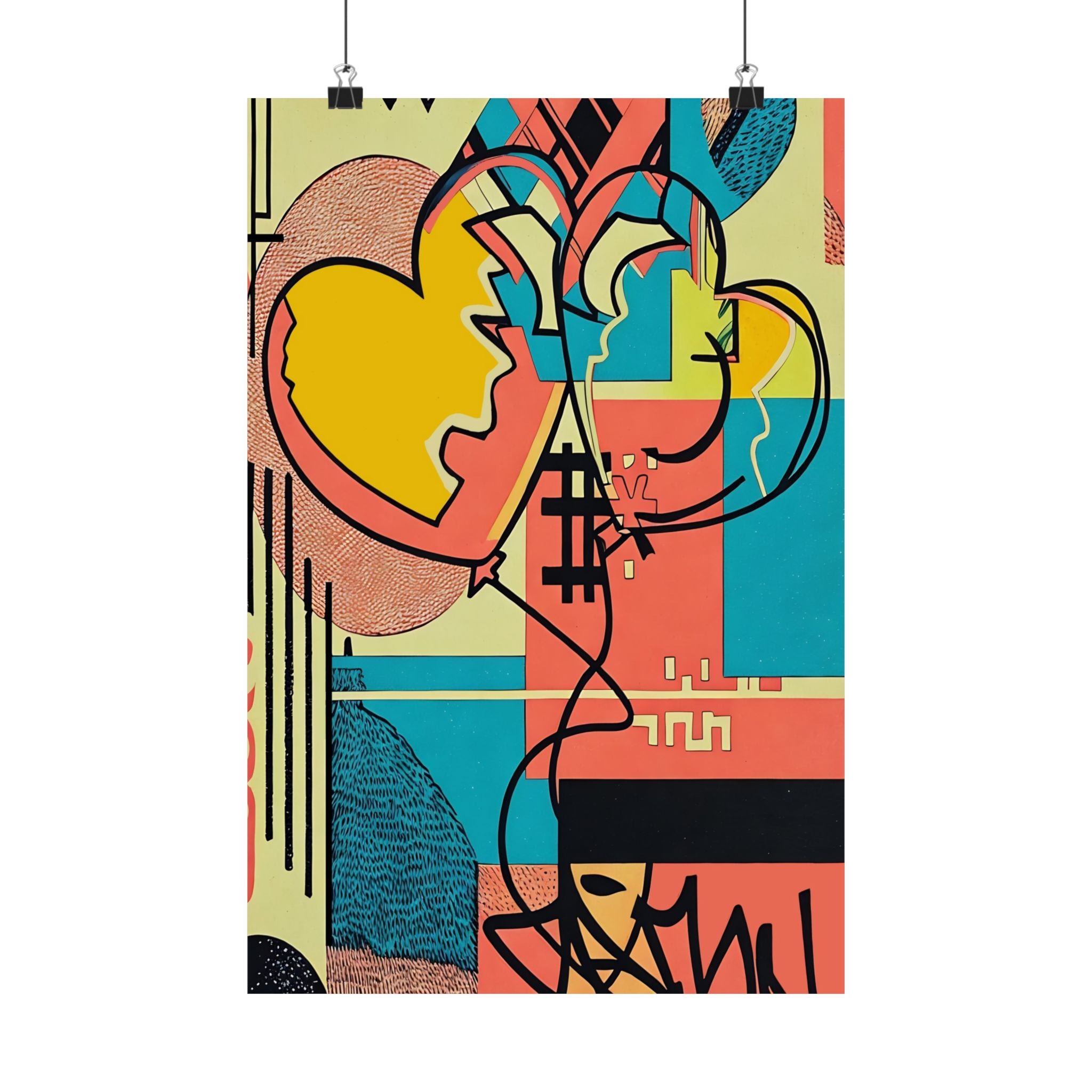 Vintage Balloon Abstract Poster — Matte Vertical Art