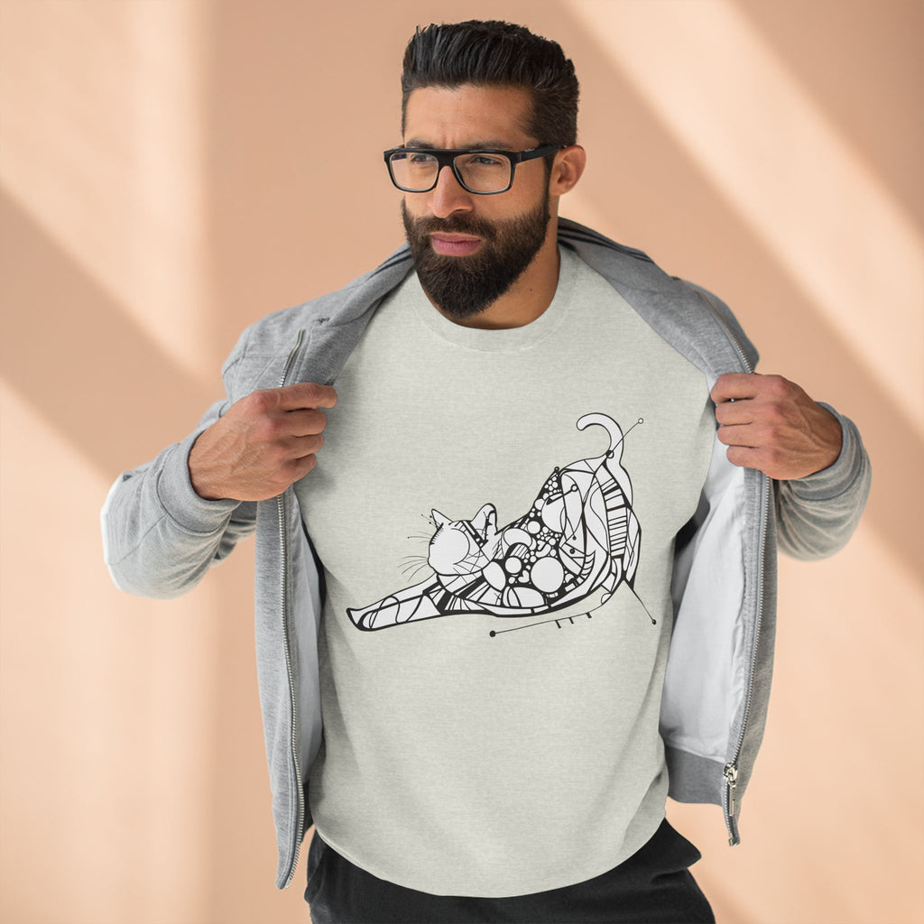 Sweat-shirt ras du cou à motif minimaliste de chat 
