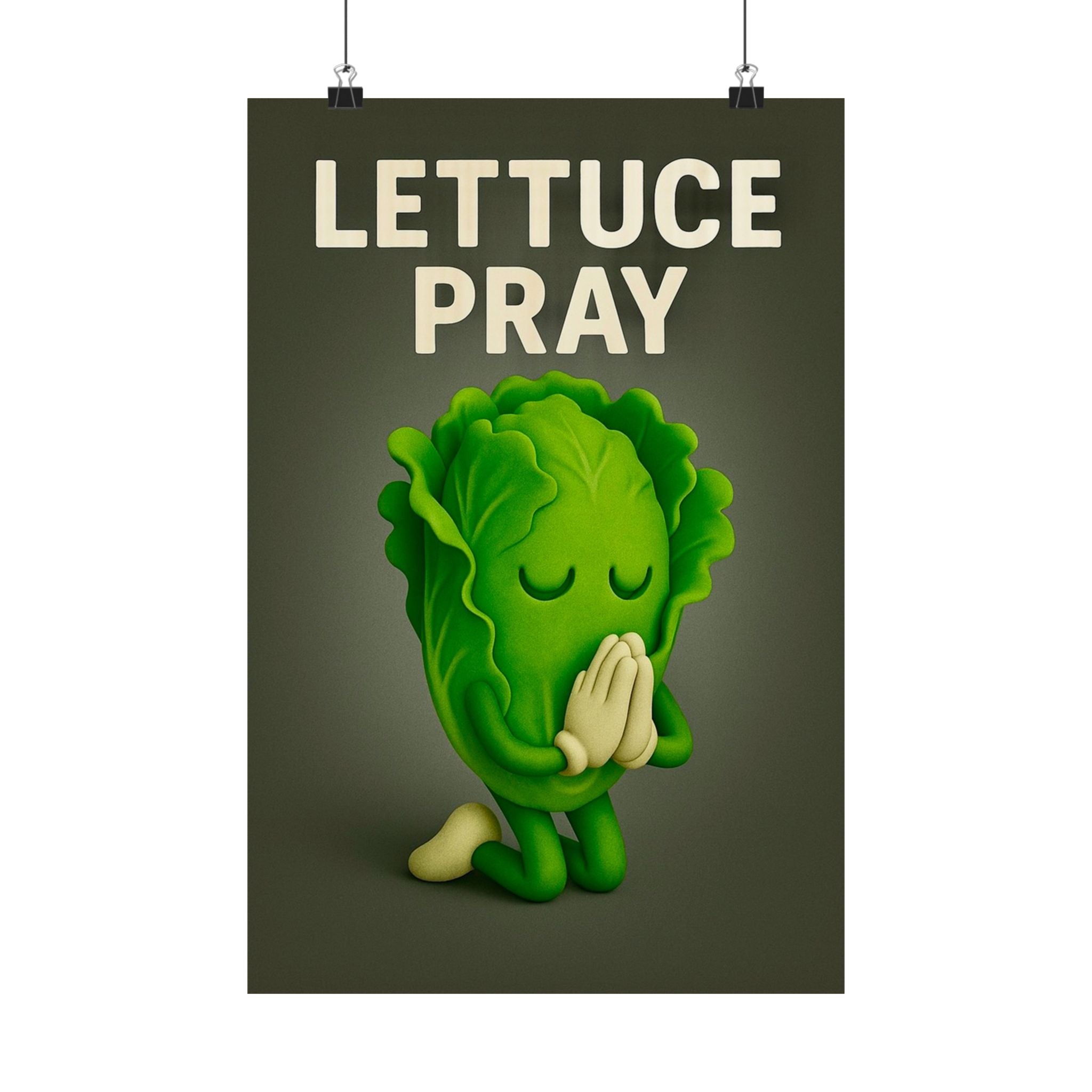 Lettuce Pray Vertical Poster | Humor Decor, Kitchen Wall Art, Plant Lover Gift, Foodie Home Decor, Funny Poster
