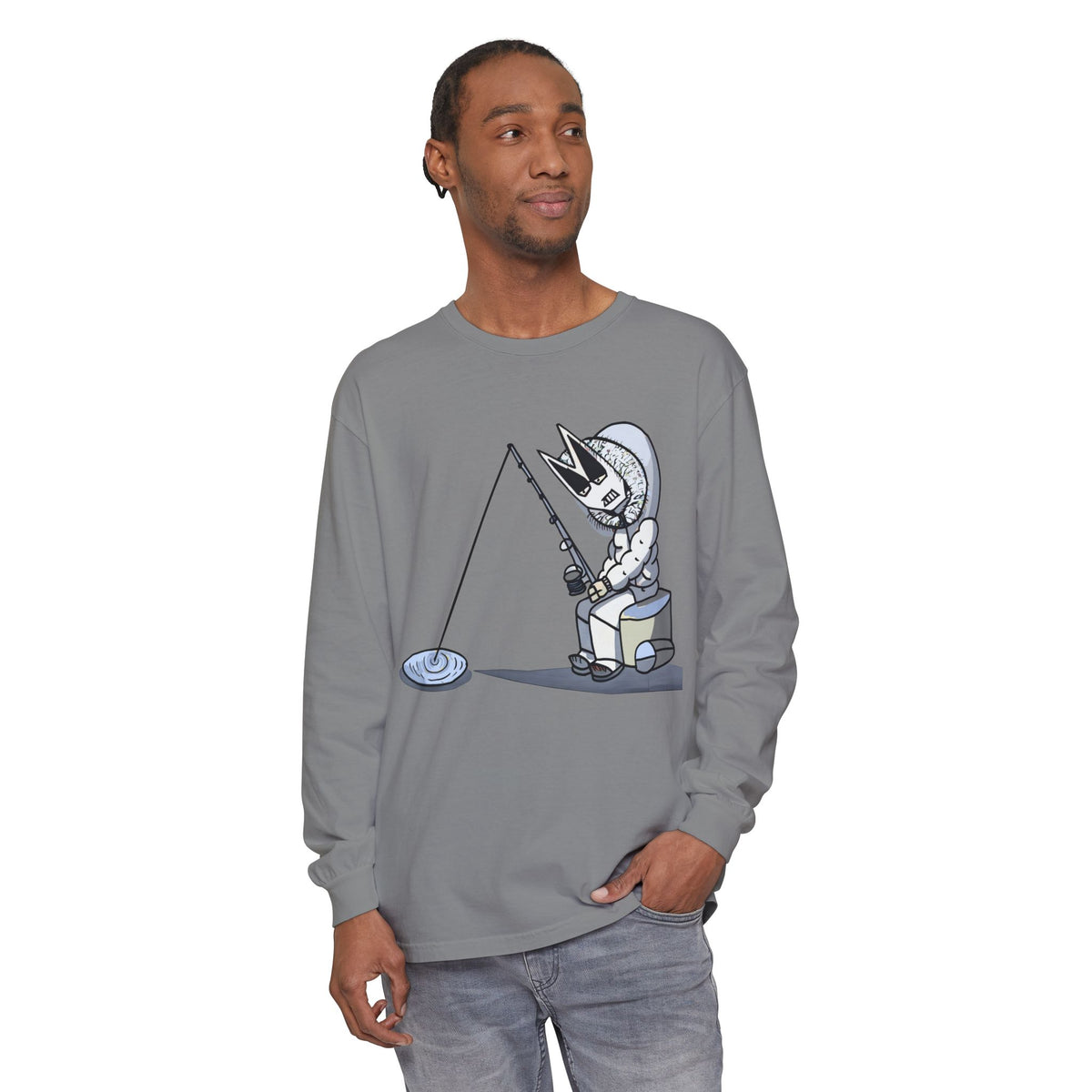 Lone Fisher Long Sleeve Tee — Space Fisherman Graphic