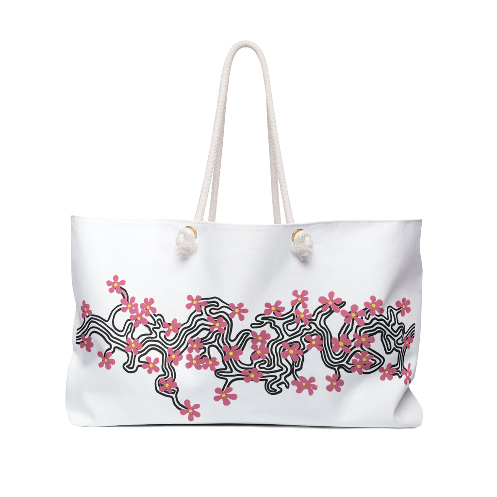 Floral Maze Weekender Bag — Pink Blossom Travel Tote