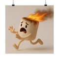 Terrified Marshmallow on Fire — Funny Kitchen Wall Art