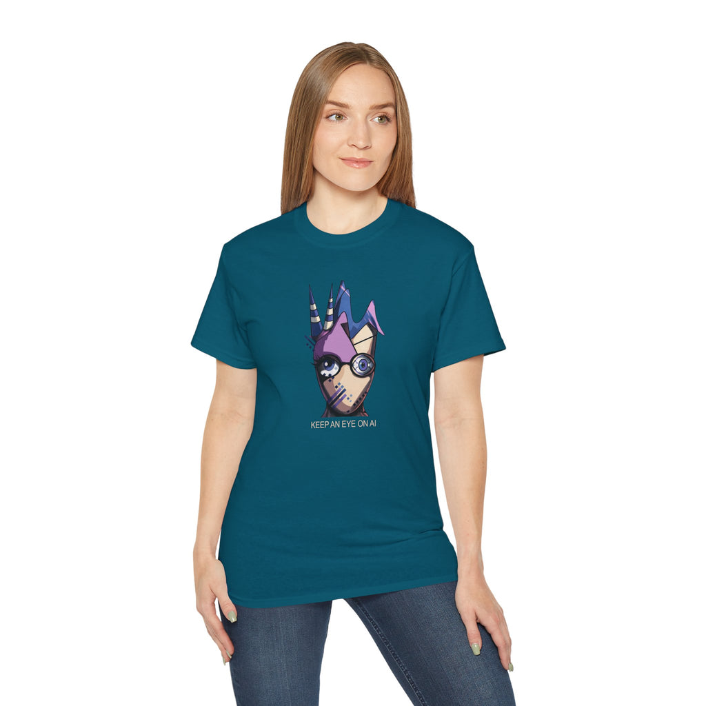 Keep An Eye On AI — T-shirt graphique cyberpunk original