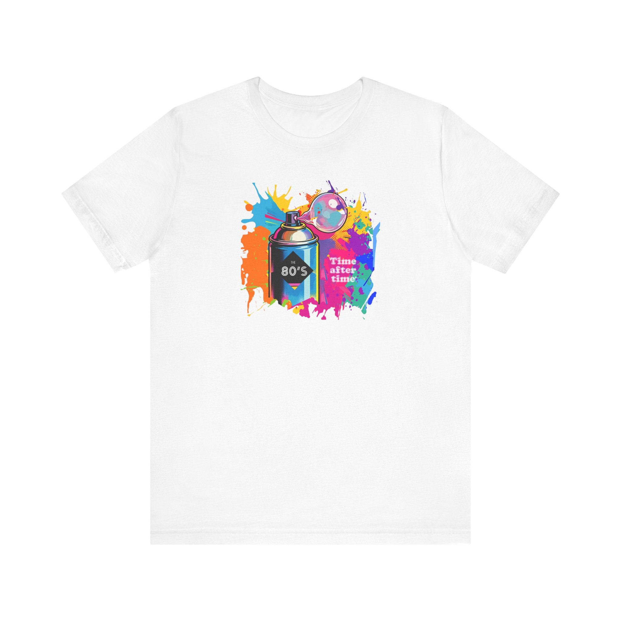 Vibrant retro tee celebrating 80’s pop culture, TIME AFTER TIME, Streetwear, Casual Wear, Colorful Style