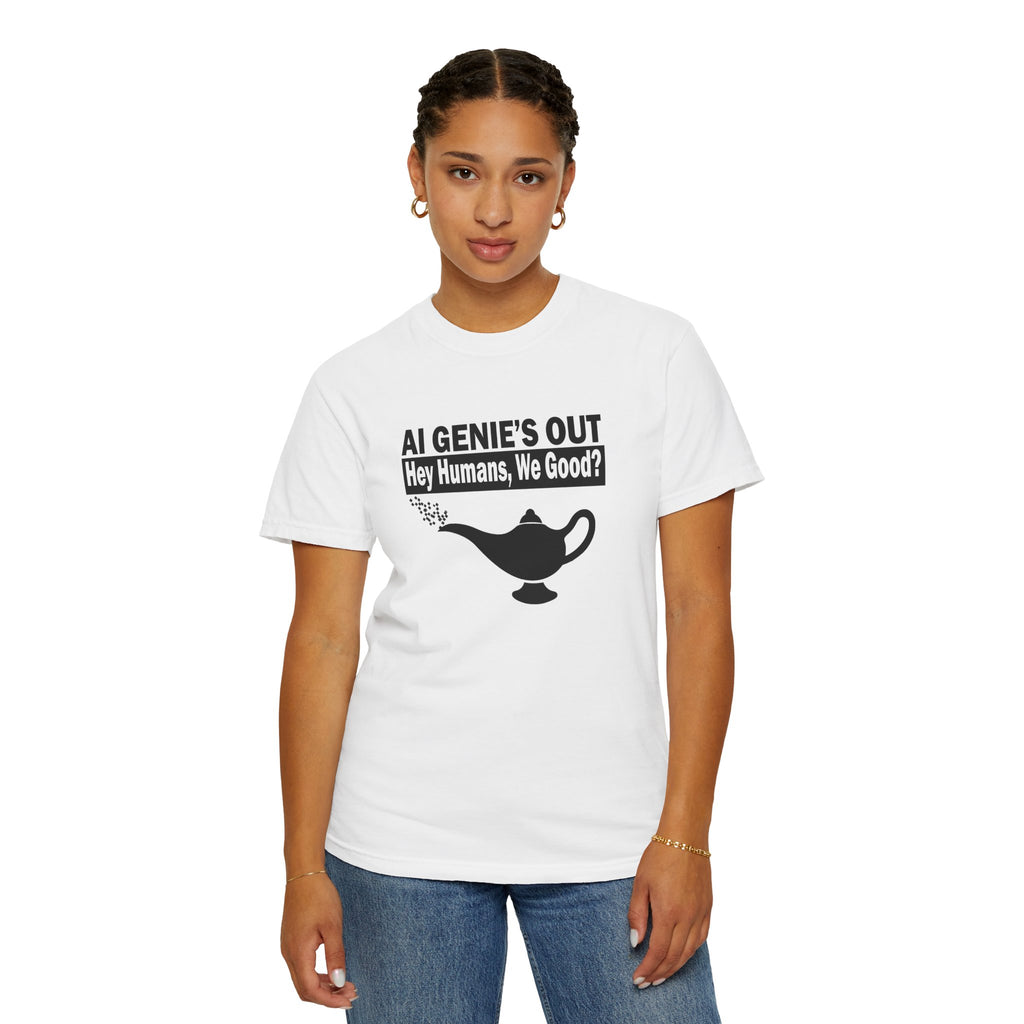 AI Genie’s Out T-Shirt — Tech Humor Tee