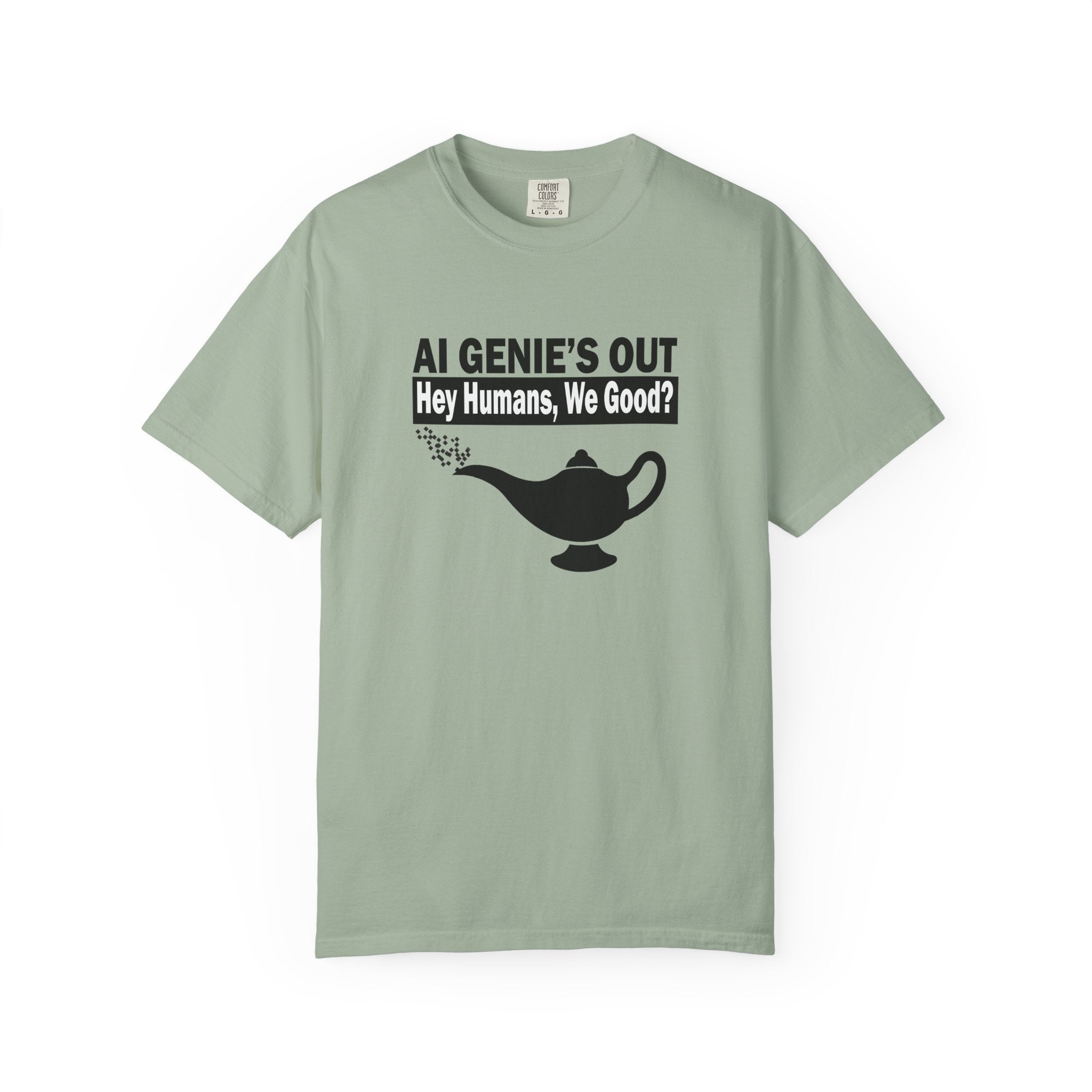 AI Genie’s Out T-Shirt — Tech Humor Tee