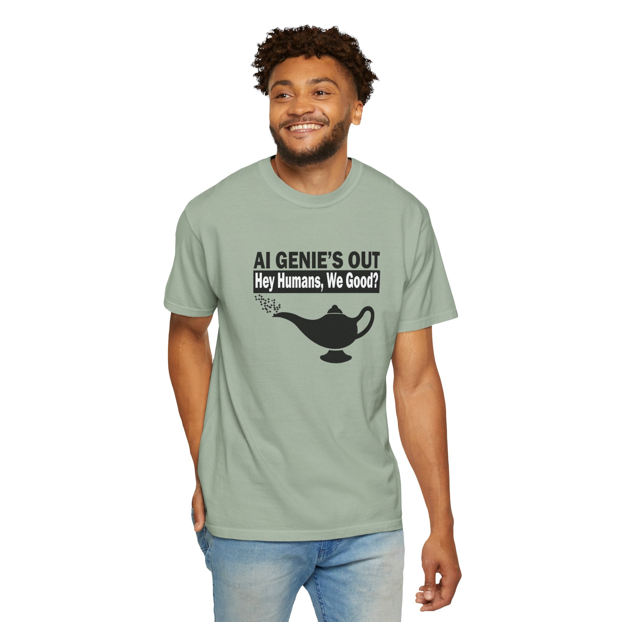 AI Genie’s Out T-Shirt — Tech Humor Tee
