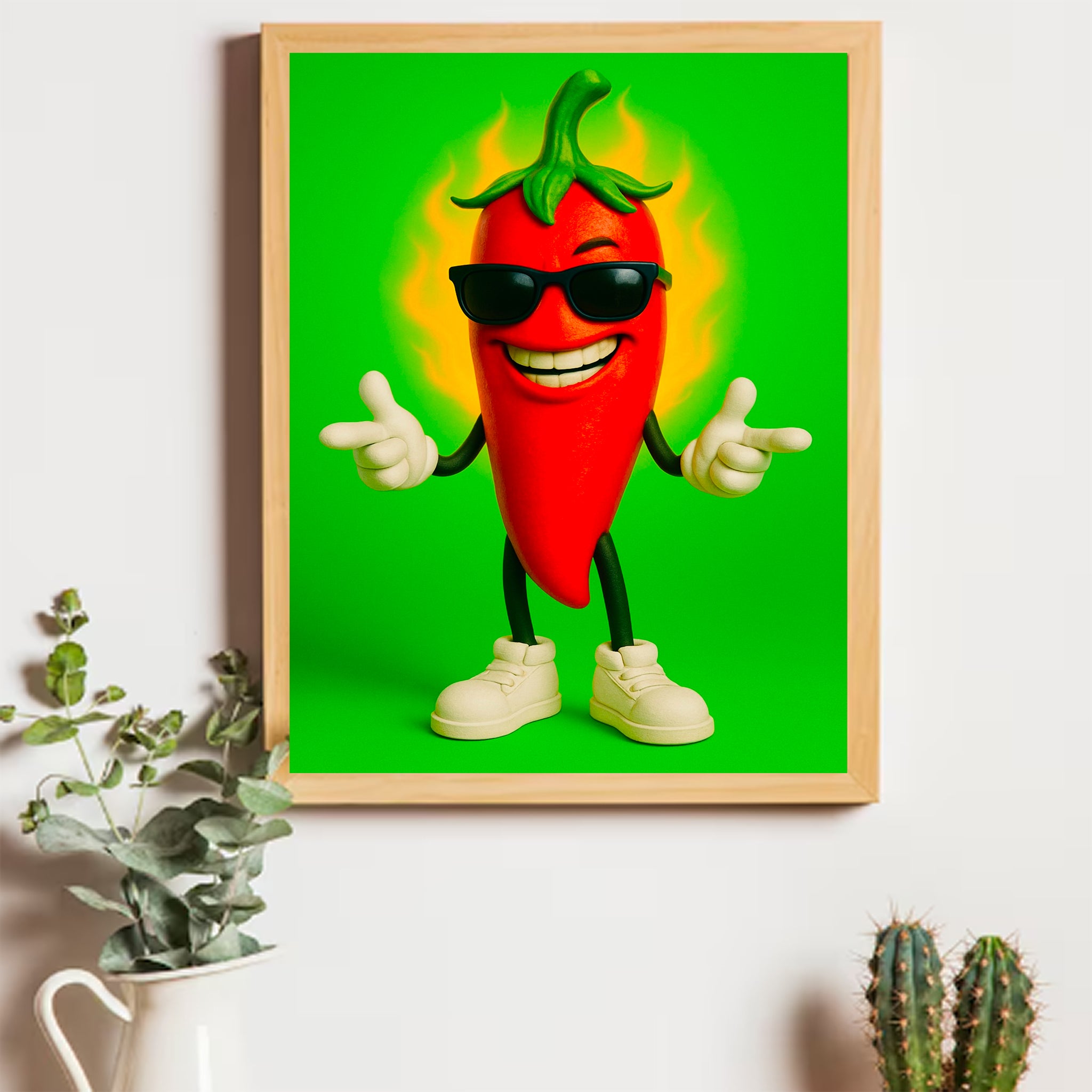 Spicy Chili Pepper Wall Art Posters, Fun Home Decor, Kitchen Wall Art, Gift for Foodies, Unique Decor for Parties, Colorful Prints