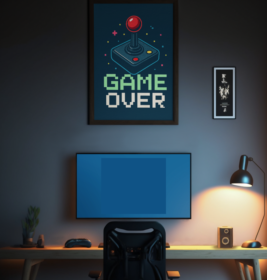 Retro Gamer Poster, Game Over Wall Art, Video Game Decor, Arcade Room Decor, Gaming Gift, Printable Art
