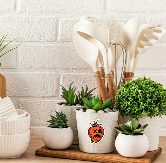 Deadpan Strawberry Kiss-Cut Sticker — Cute Grunge Fruit Decal