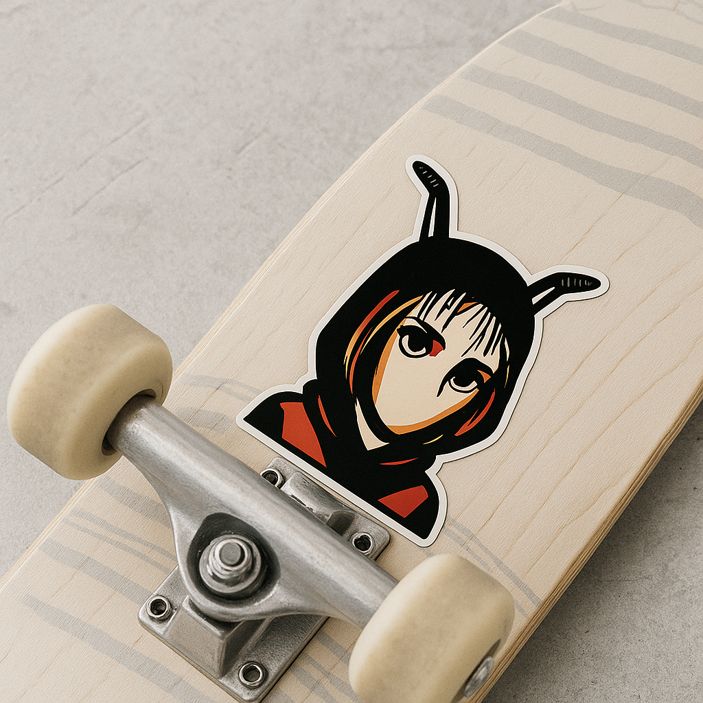 Grunge Bunny Hood Girl Sticker – Dark Manga Aesthetic | Alternative Art Sticker