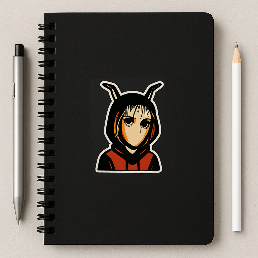 Grunge Bunny Hood Girl Sticker – Dark Manga Aesthetic | Alternative Art Sticker