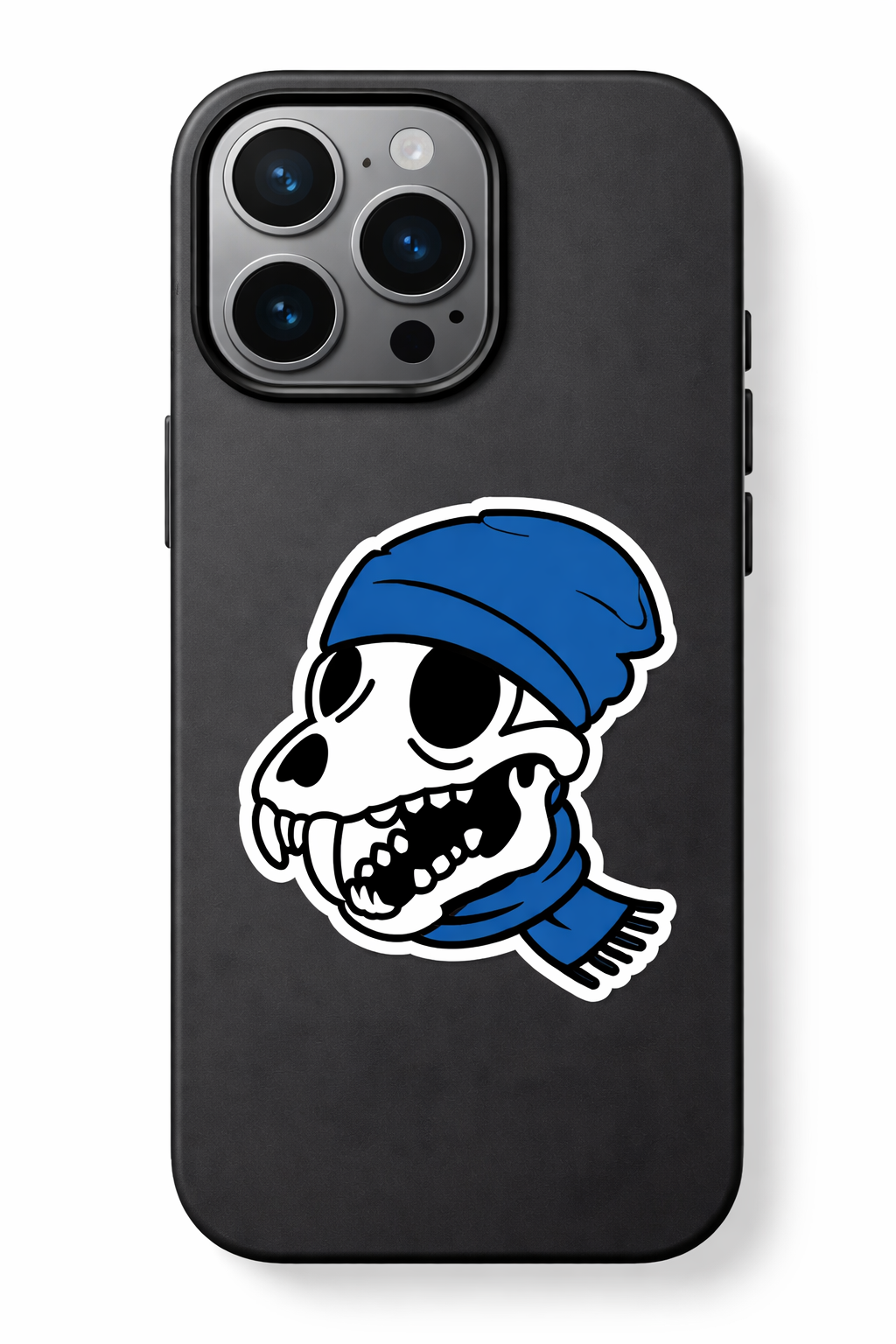 Skull Sticker — Blue Beanie & Scarf Kiss-Cut Vinyl Sticker