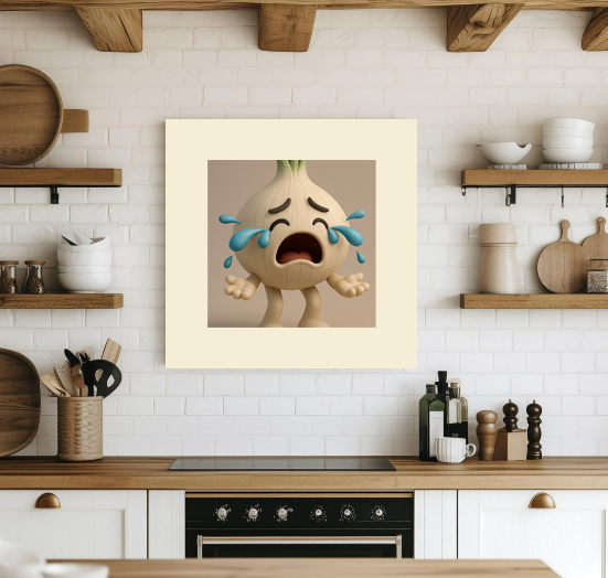 Crying Onion Kitchen Print — Matte Square Poster (Foodie Wall Art)