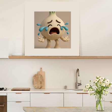 Crying Onion Kitchen Print — Matte Square Poster (Foodie Wall Art)