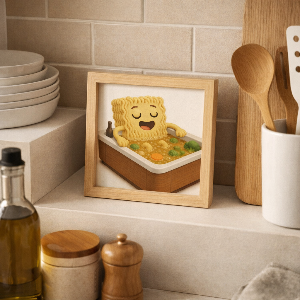 Cozy Ramen Kitchen Small Poster — Comfort Food Art Print