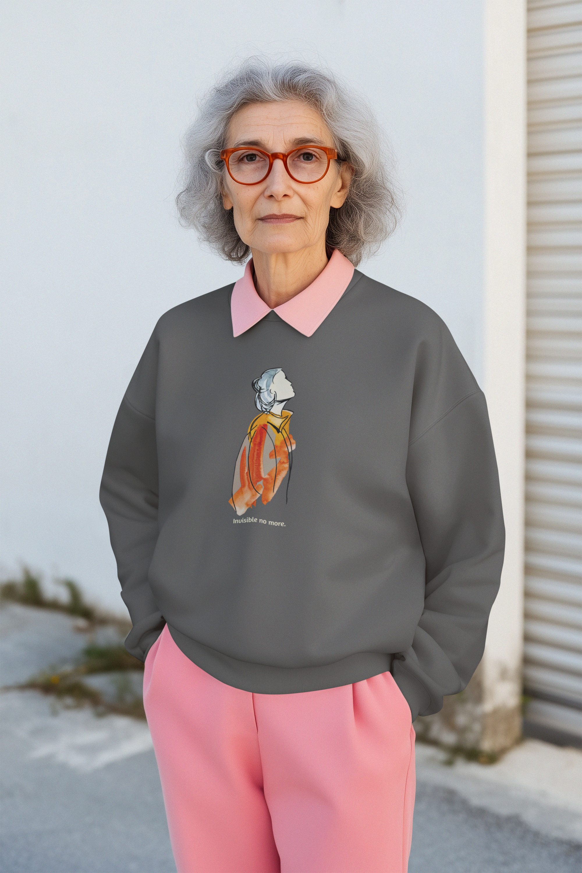 Invisible No More Crewneck Sweatshirt — 'Senior Women' Art Illustration Pullover