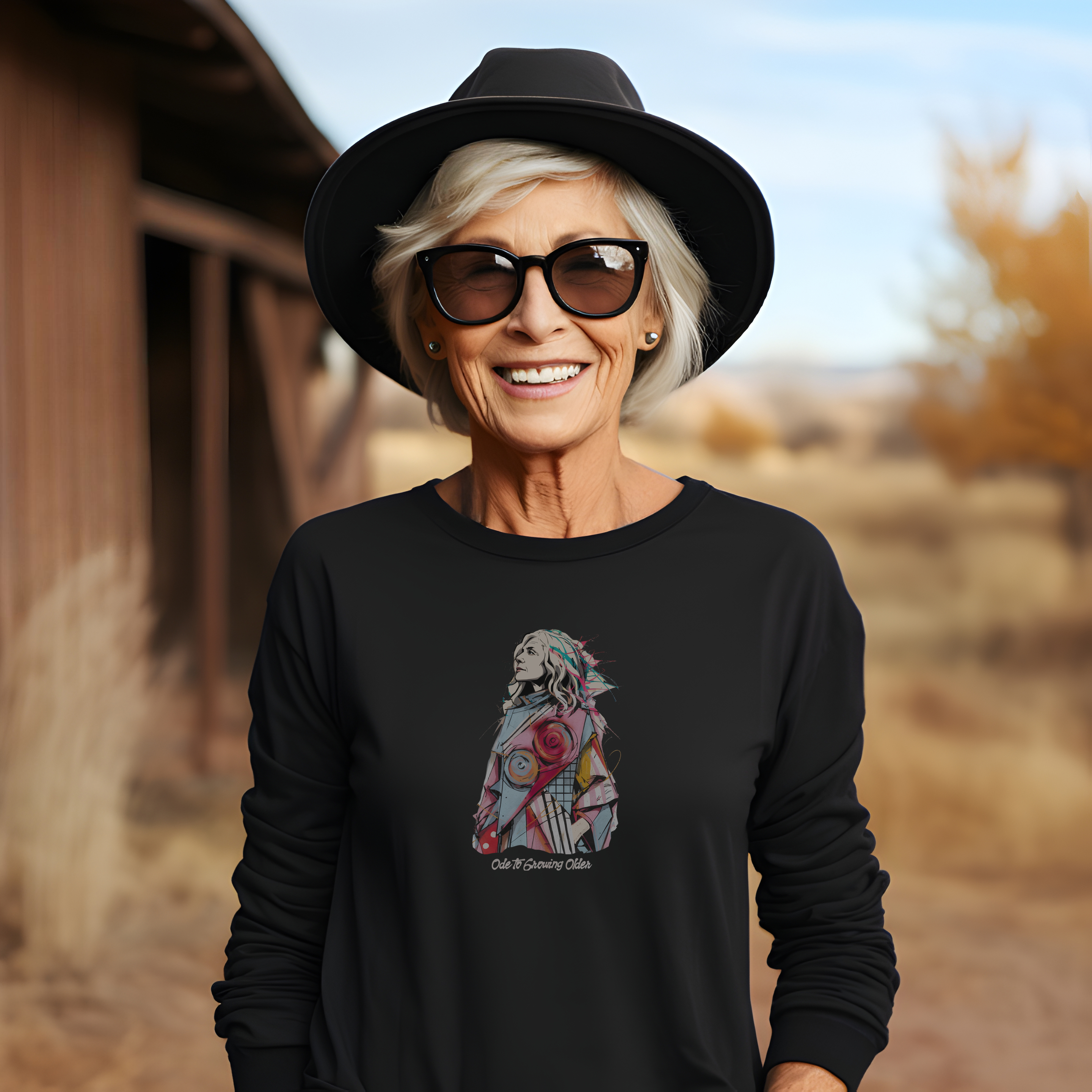 Artistic Senior Women Long Sleeve Black Tee