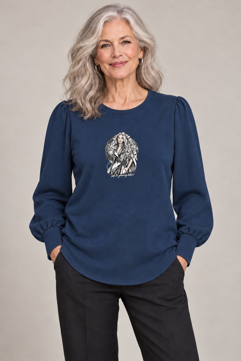 Women's Blouson Jersey Long Sleeve Top — Ode to Growing Older
