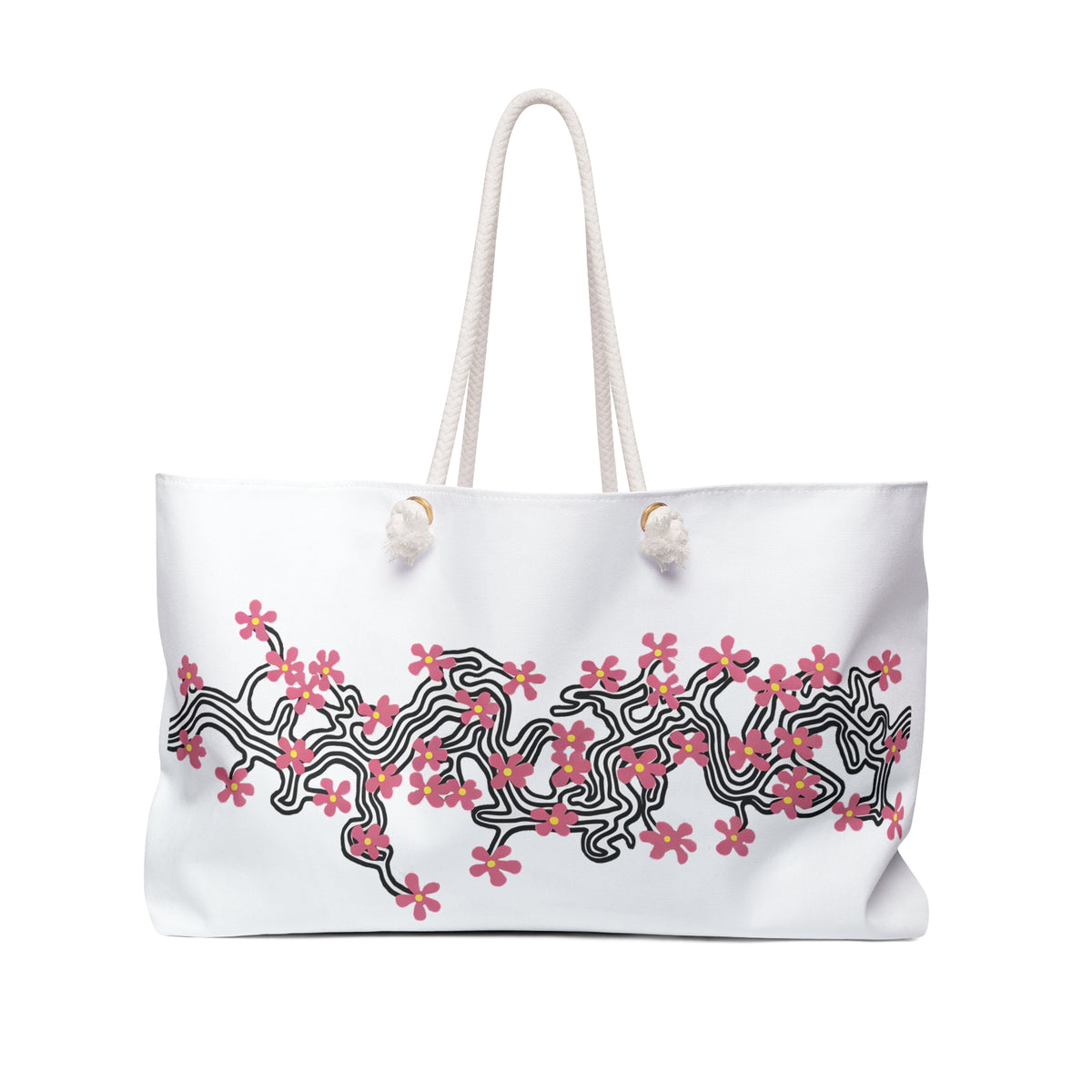 Floral Maze Weekender Bag — Pink Blossom Travel Tote