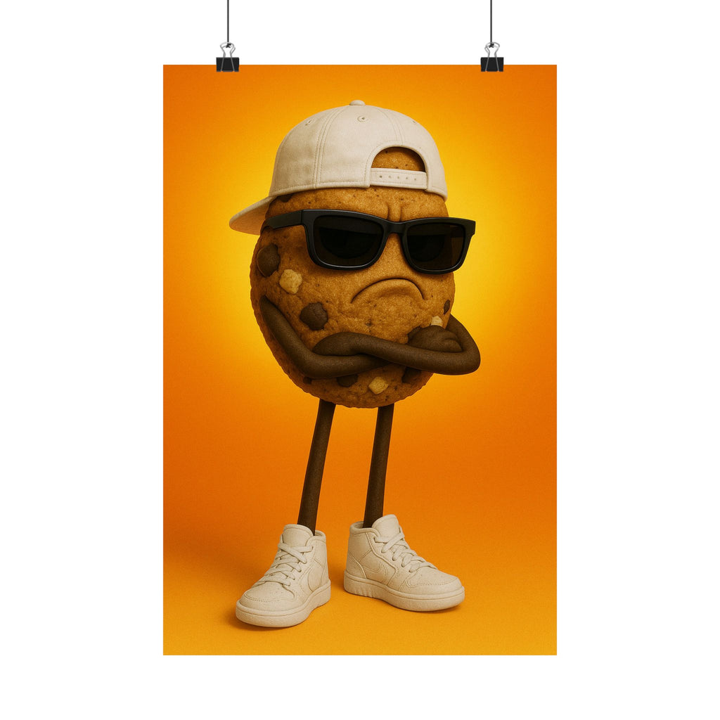 Cool Cookie Character Matte Vertical Poster | Fun Wall Art, Unique Gift, Home Decor, Kitchen Decor, Youth Room