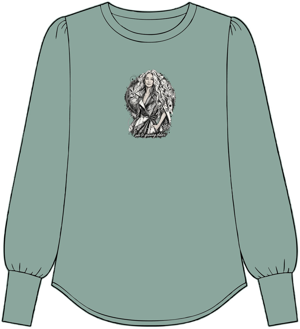 Women's Blouson Jersey Long Sleeve Top — Ode to Growing Older