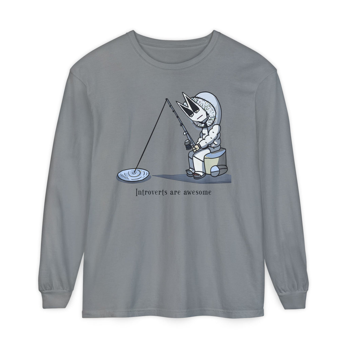 T-shirt à manches longues Lone Fisher — Motif graphique mignon de pêcheur de l'espace